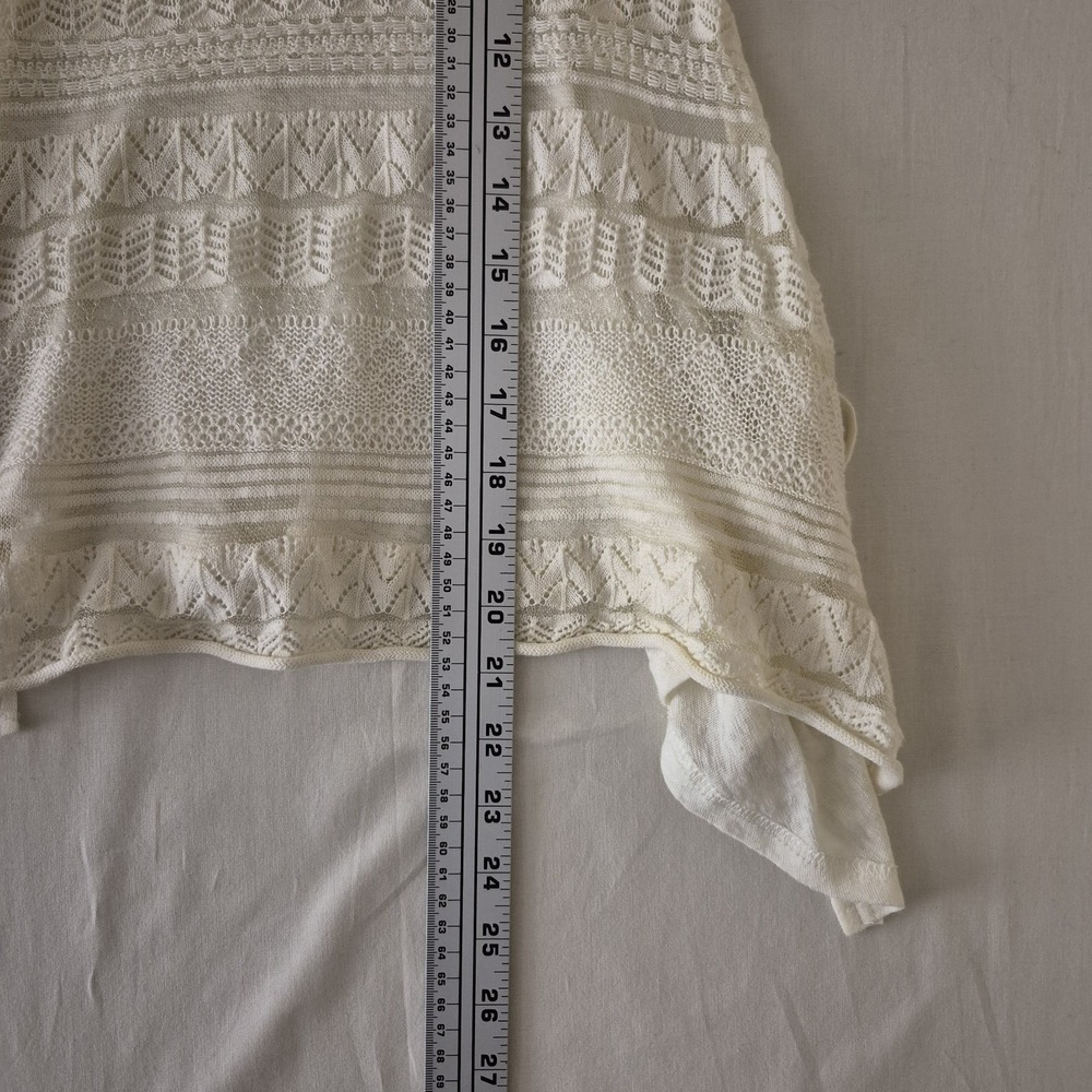 Free People Lace Crochet Ivory Sleeveless Semi Sheer Top Assymetric Sz S Boho - Picture 8 of 8